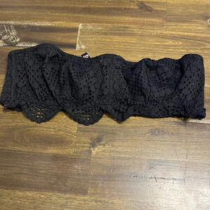 Victoria's Secret Black Lace Perforated Strapless Bralette Wired Medium M